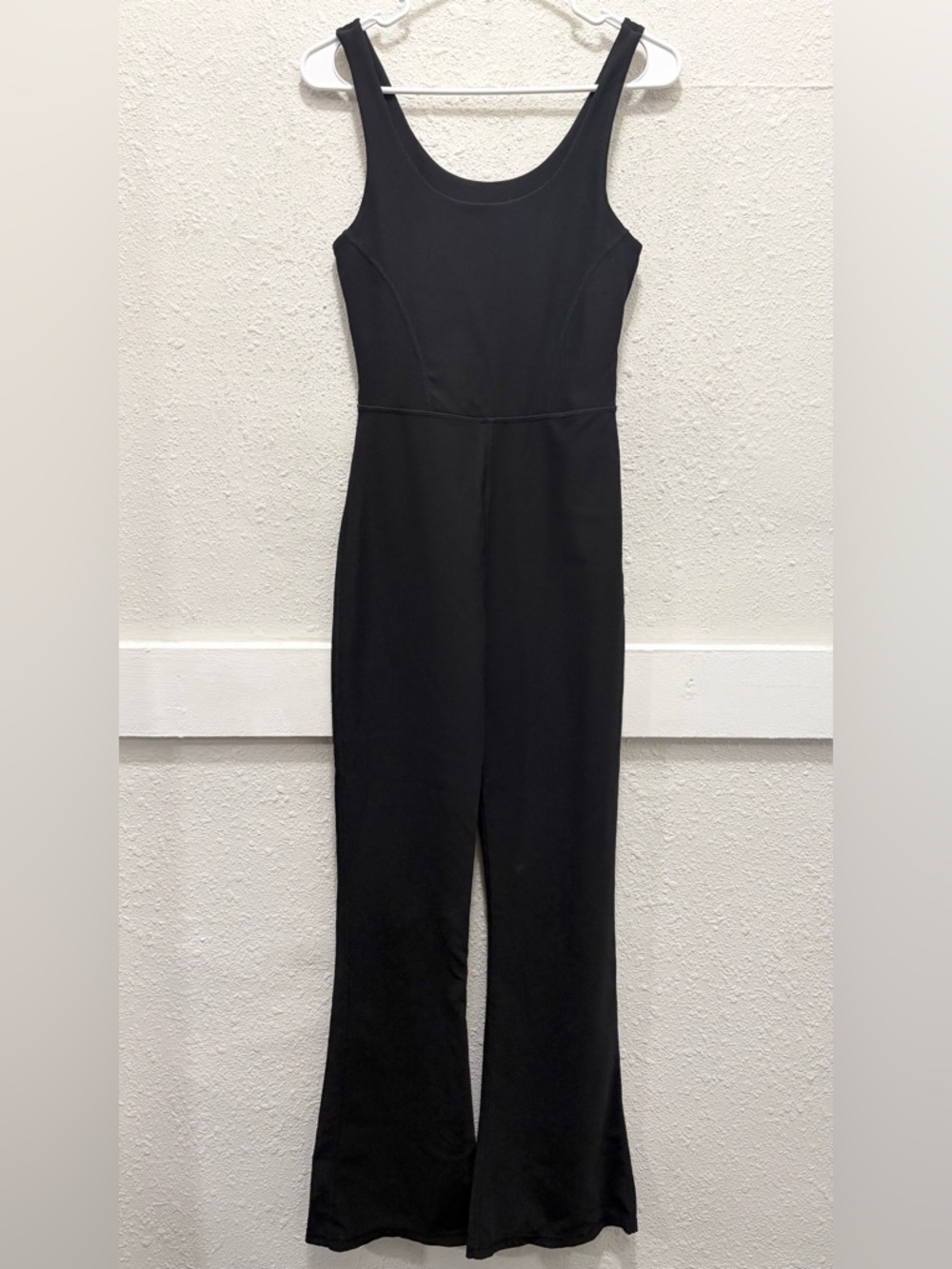 Wilo the Label Black Ribbed Flare Sleeveless Jumpsuit Size M